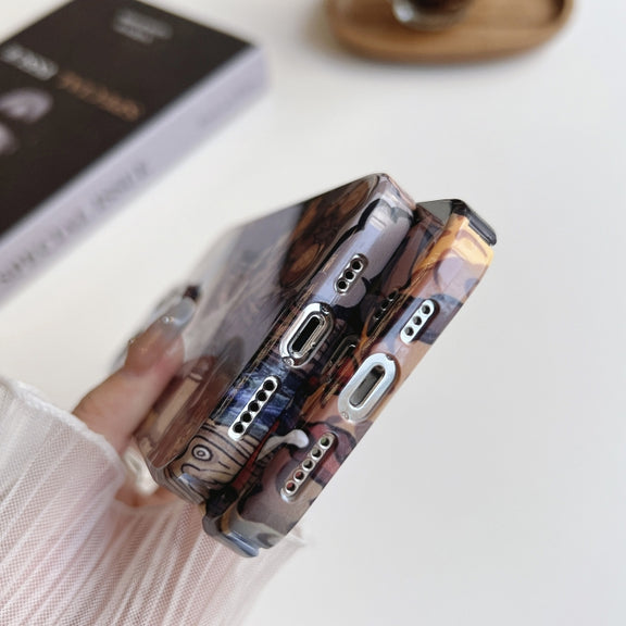 For iPhone 13 Pro Precise Hole Oil Painting Pattern PC Phone Case(Tobacco Pipe)