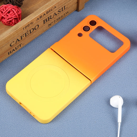 For Samsung Galaxy Z Flip3 5G Liquid TPU Silicone Gradient MagSafe Phone Case(Orange Yellow)