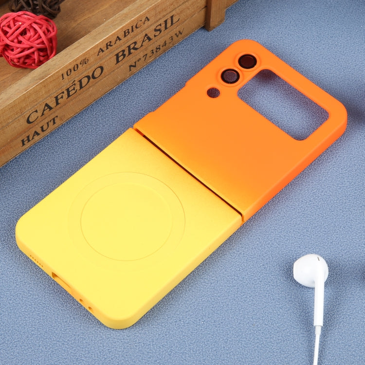 For Samsung Galaxy Z Flip3 5G Liquid TPU Silicone Gradient MagSafe Phone Case(Orange Yellow)
