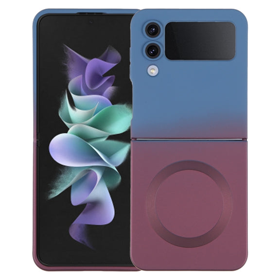 For Samsung Galaxy Z Flip3 5G Liquid TPU Silicone Gradient MagSafe Phone Case(Blue Purple)