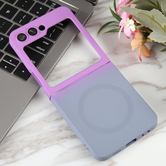 For Samsung Galaxy Z Flip5 Liquid TPU Silicone Gradient MagSafe Phone Case(Purple Grey)