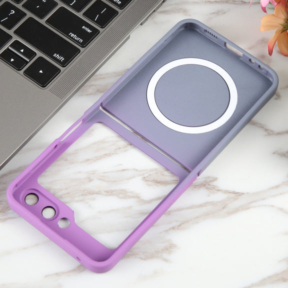 For Samsung Galaxy Z Flip5 Liquid TPU Silicone Gradient MagSafe Phone Case(Purple Grey)