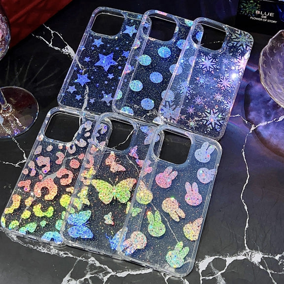 For iPhone 14 Pro Max Little Star Series Glitter Powder TPU Phone Case(Leopard Print)