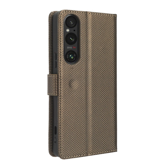 For Sony Xperia 1 V Diamond Texture Leather Phone Case(Brown)