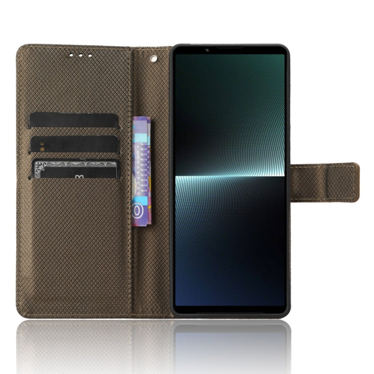 For Sony Xperia 1 V Diamond Texture Leather Phone Case(Brown)