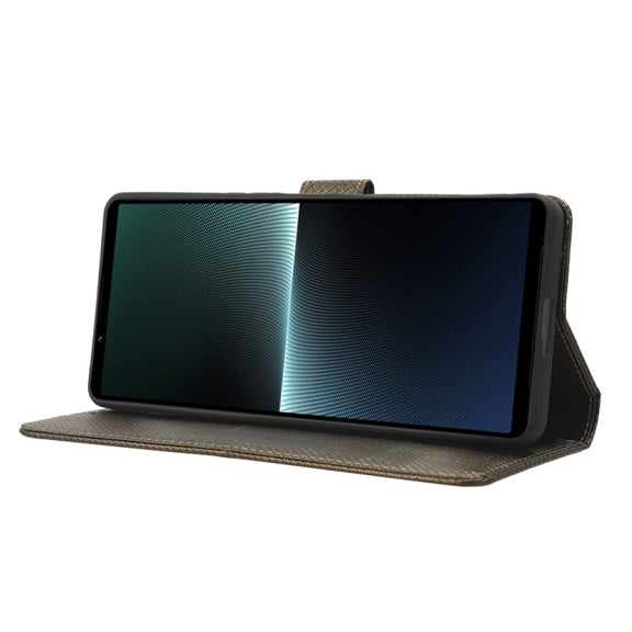 For Sony Xperia 1 V Diamond Texture Leather Phone Case(Brown)