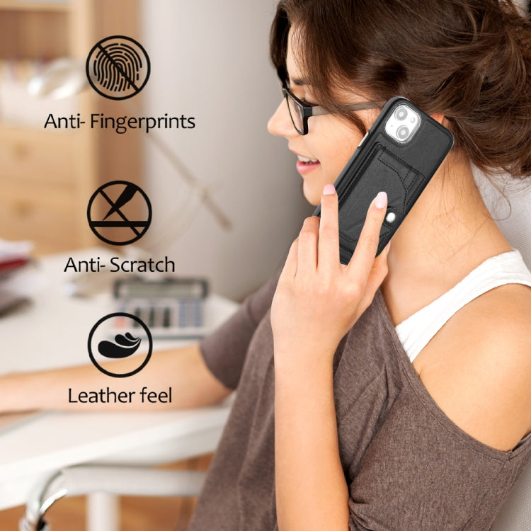 For iPhone 14 Plus Shockproof Leather Phone Case with Card Holder(Black)