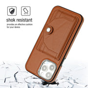 For iPhone 13 Pro Max Shockproof Leather Phone Case with Card Holder(Brown)