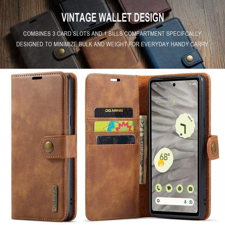 For Google Pixel 7A DG.MING Crazy Horse Texture Detachable Magnetic Leather Phone Case(Brown) - free shipping - PMC TechLife - Order now!