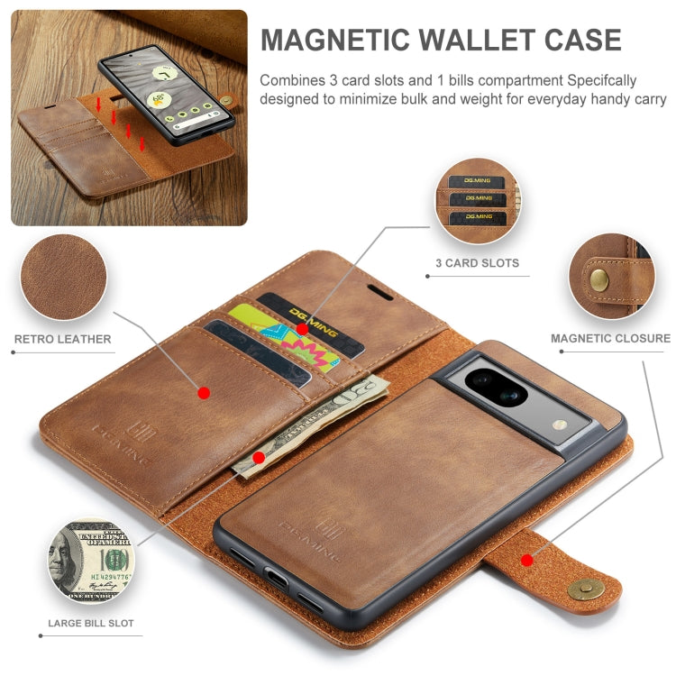 For Google Pixel 7A DG.MING Crazy Horse Texture Detachable Magnetic Leather Phone Case(Brown) - free shipping - PMC TechLife - Order now!