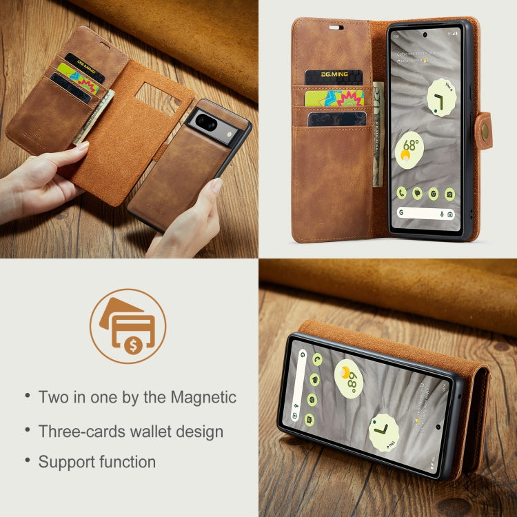 For Google Pixel 7A DG.MING Crazy Horse Texture Detachable Magnetic Leather Phone Case(Brown) - free shipping - PMC TechLife - Order now!