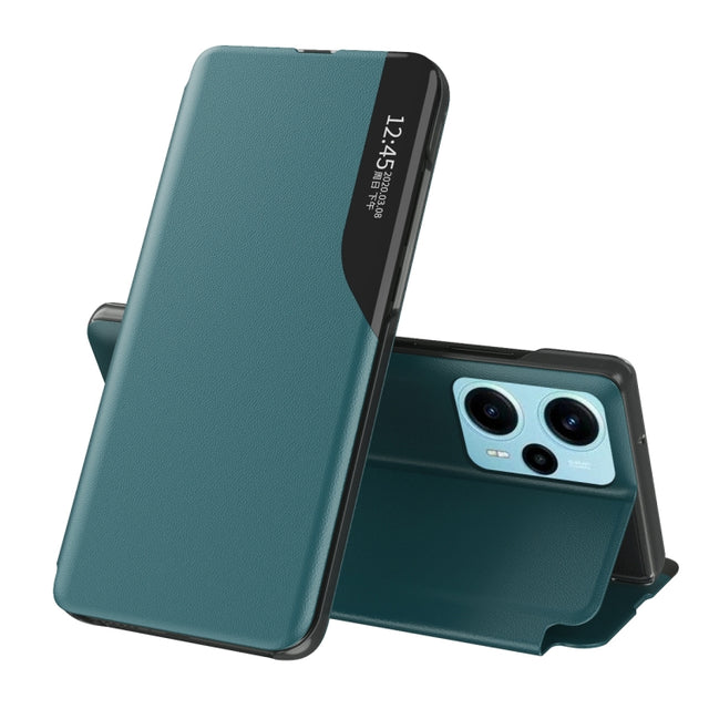 For Xiaomi Poco F5 Side Display Adsorption Leather Phone Case(Green)