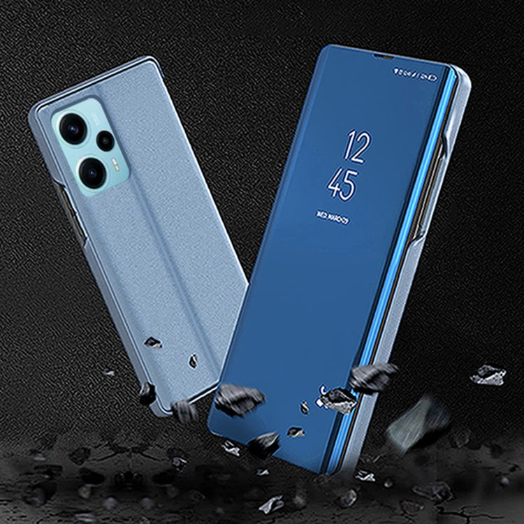 For Xiaomi Poco F5 Plated Mirror Kickstand Flip Leather Phone Case(Purple)