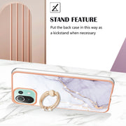 For Xiaomi Mi 11 Lite Electroplating Marble IMD TPU Phone Case with Ring Holder(White 006)