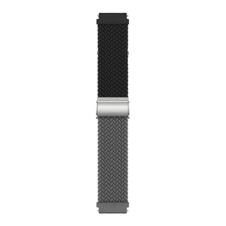 20mm Buckle Braided Nylon Watch Band(Black Grey)