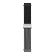 22mm Buckle Braided Nylon Watch Band(Black Grey)