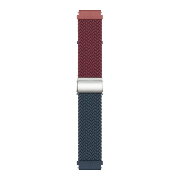 22mm Buckle Braided Nylon Watch Band(Wine Red Blue)