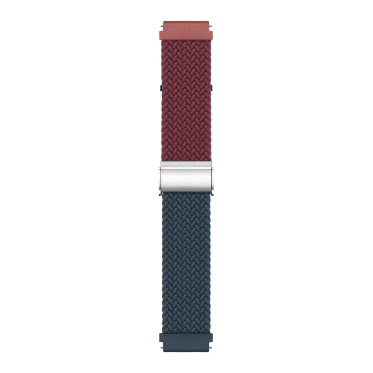 22mm Buckle Braided Nylon Watch Band(Wine Red Blue)