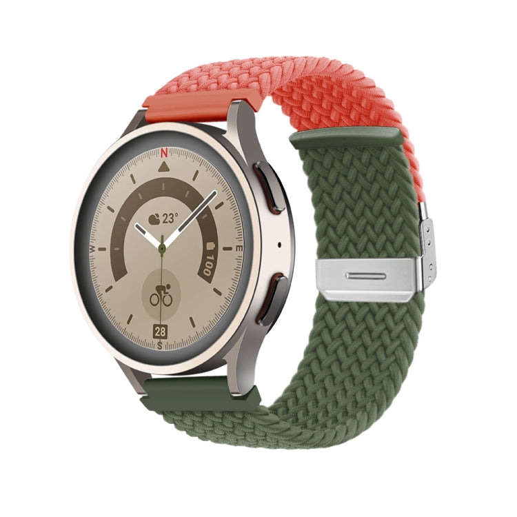22mm Buckle Braided Nylon Watch Band(Orange Green) - 22mm Bands by PMC TechLife | Online Shopping South Africa | PMC TechLife