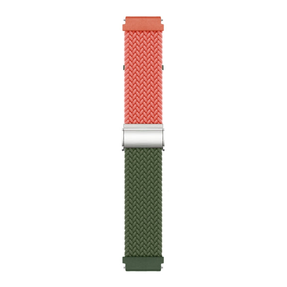 22mm Buckle Braided Nylon Watch Band(Orange Green)