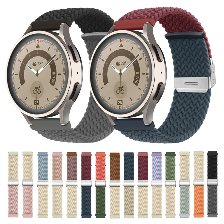 22mm Buckle Braided Nylon Watch Band(Black Grey)