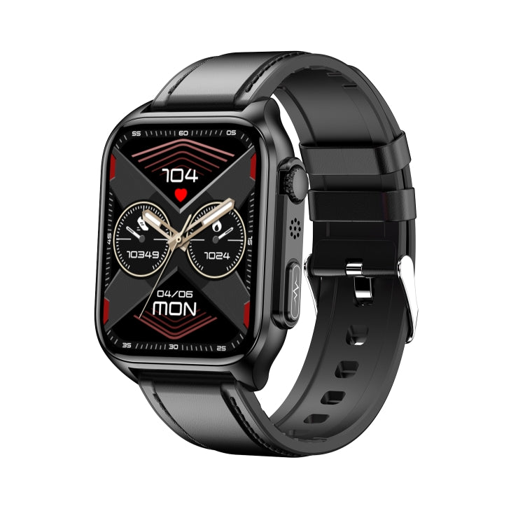 TK12 1.96 inch IP67 Waterproof Leather Band Smart Watch Supports ECG / Remote Families Care / Bluetooth Call / Body Temperature Monitoring(Black) - Smart Watches by PMC TechLife | Online Shopping South Africa | PMC TechLife