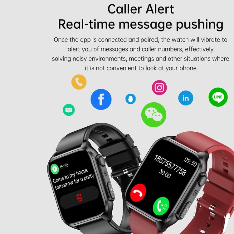 TK12 1.96 inch IP67 Waterproof Leather Band Smart Watch Supports ECG / Remote Families Care / Bluetooth Call / Body Temperature Monitoring(Black) - Smart Watches by PMC TechLife | Online Shopping South Africa | PMC TechLife
