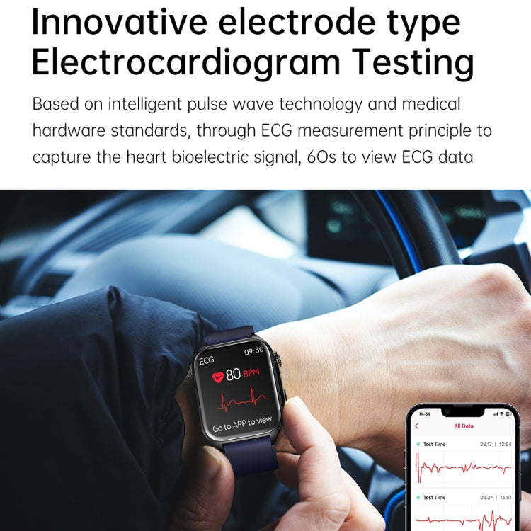 TK12 1.96 inch IP67 Waterproof Leather Band Smart Watch Supports ECG / Remote Families Care / Bluetooth Call / Body Temperature Monitoring(Black) - Smart Watches by PMC TechLife | Online Shopping South Africa | PMC TechLife
