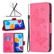 For Xiaomi Redmi Note 12S 4G / Note 11 Two Butterflies Embossing Leather Phone Case(Rose Red)