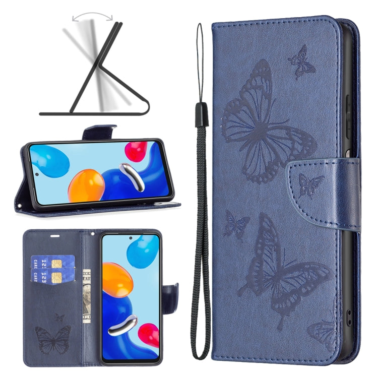 For Xiaomi Redmi Note 12S 4G / Note 11 Two Butterflies Embossing Leather Phone Case(Blue) - free shipping - PMC TechLife - Order now!