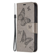 For Xiaomi Redmi Note 12S 4G / Note 11 Two Butterflies Embossing Leather Phone Case(Grey)