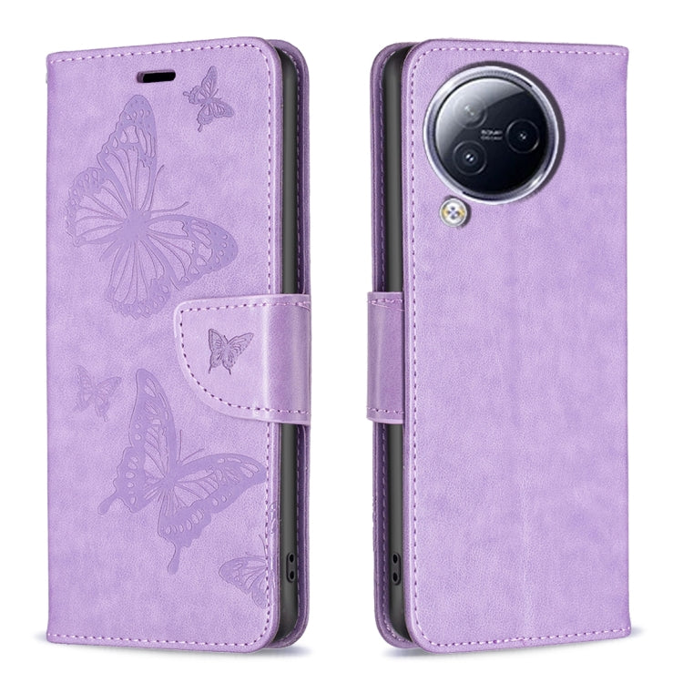 For Xiaomi Civi 3 5G Two Butterflies Embossing Leather Phone Case(Purple)