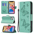 For Xiaomi Redmi 12 4G Two Butterflies Embossing Leather Phone Case(Green) - free shipping - PMC TechLife - Order now!