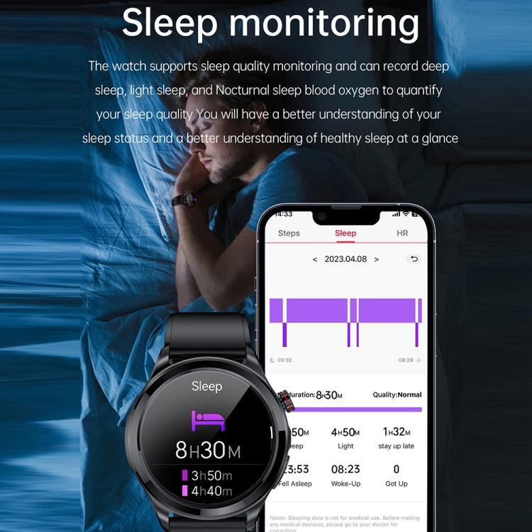 TK22 1.39 inch IP67 Waterproof Leather Band Smart Watch Supports ECG / Non-invasive Blood Sugar(Black) - Smart Watches by PMC TechLife | Online Shopping South Africa | PMC TechLife