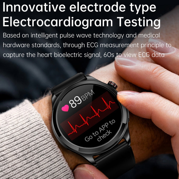 TK22 1.39 inch IP67 Waterproof Leather Band Smart Watch Supports ECG / Non-invasive Blood Sugar(Black) - Smart Watches by PMC TechLife | Online Shopping South Africa | PMC TechLife
