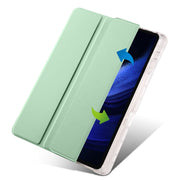 For Xiaomi Pad 6 / 6 Pro 3-fold Clear TPU Smart Leather Tablet Case with Pen Slot(Green)