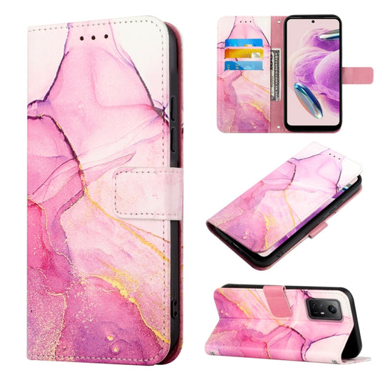 For Xiaomi Redmi Note 12S 4G Global PT003 Marble Pattern Flip Leather Phone Case(Pink Purple Gold LS001) - free shipping - PMC Jewellery - Order now!