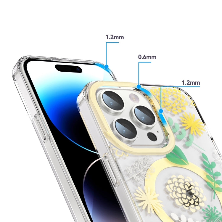 For iPhone 14 Pro Max MagSafe Magnetic TPU Phone Case(Yellow Chrysanthemum)