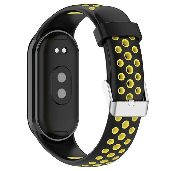For Xiaomi Mi Band 8 Two-color Steel Plug Silicone Watch Band(Black Yellow)