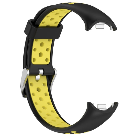 For Xiaomi Mi Band 8 Two-color Steel Plug Silicone Watch Band(Black Yellow)