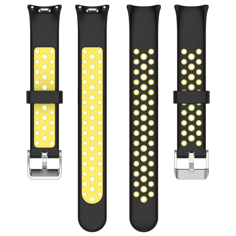 For Xiaomi Mi Band 8 Two-color Steel Plug Silicone Watch Band(Black Yellow)