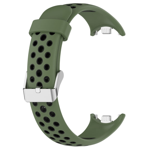For Xiaomi Mi Band 8 Two-color Steel Plug Silicone Watch Band(Army Green Black)