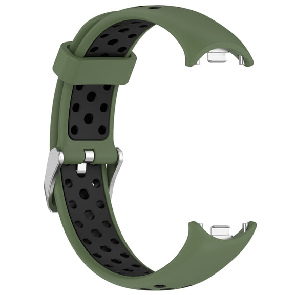 For Xiaomi Mi Band 8 Two-color Steel Plug Silicone Watch Band(Army Green Black)