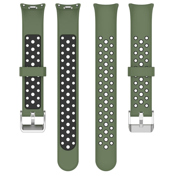 For Xiaomi Mi Band 8 Two-color Steel Plug Silicone Watch Band(Army Green Black)