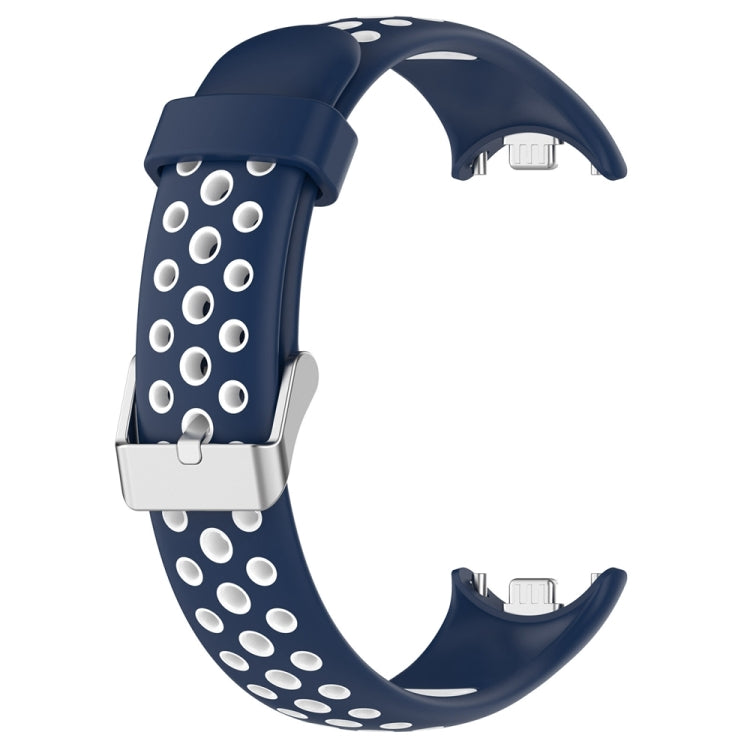 For Xiaomi Mi Band 8 Two-color Steel Plug Silicone Watch Band(Blue White) - Watch Bands by PMC TechLife | Online Shopping South Africa | PMC TechLife