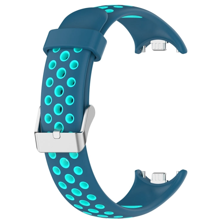 For Xiaomi Mi Band 8 Two-color Steel Plug Silicone Watch Band(Blue Teal) - Watch Bands by PMC TechLife | Online Shopping South Africa | PMC TechLife