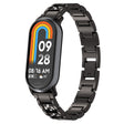 For Xiaomi Mi Band 8 Three-beads Full Diamond Metal Watch Band(Black) - Watch Bands by PMC TechLife | Online Shopping South Africa | PMC TechLife