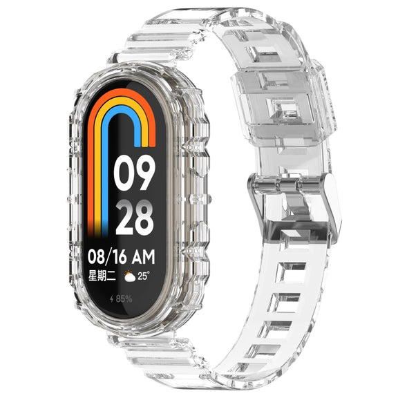 For Xiaomi Mi Band 8 Integrated Transparent Silicone Watch Band(White)