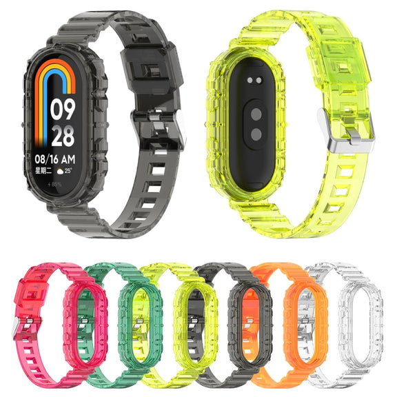 For Xiaomi Mi Band 8 Integrated Transparent Silicone Watch Band(White)