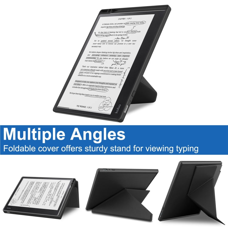 For Kobo Elipsa 2E Solid Color Deformation TPU Leather Smart Tablet Case(Black)